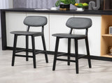 Bar Stools Set of 2, Breakfast Bar Chairs, PU Leather Upholstered Kitchen Stools with Backs, T3398P342291