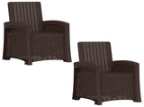 Reclining Garden Chair Rattan Look 2 pcs Brown PP 8011997