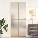 Interior Door Slim Golden 93x201.5 cm Tempered Glass and Aluminium 155146