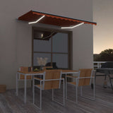 Manual Retractable Awning with LED 350x250 cm Orange and Brown 3068885
