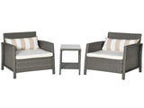 3 Pieces Rattan Bistro, Wicker Garden Furniture, Glass Top 2-tier Coffee Table and Chairs T3398P315985