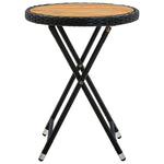 Tea Table Black 60 cm Poly Rattan and Solid Acacia Wood 316509