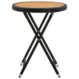 Tea Table Black 60 cm Poly Rattan and Solid Acacia Wood 316509
