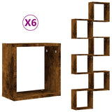 Wall Cube Shelves 6 pcs Smoked Oak 30x15x30 cm 815881