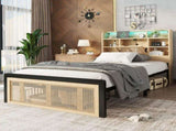 Wooden bed, With charging port and LED strip light, 3ft single bed 90190cm, Storage compartments in N604P336373N