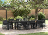 Garden Dining Set 9 pcs Black Poly Rattan 3380776