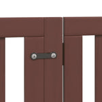Dog Gate with Door Foldable 12 Panels Brown 600 cm Poplar Wood 3155660