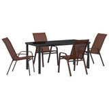 Garden Dining Set 5 pcs Brown and Black Powder-coated Steel 3379131