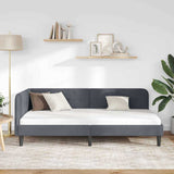 Corner Bed Frame with Headboard Dark Grey 90 x 190 cm Velvet 42016597