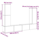 4 Piece TV Cabinet Set Wall-mounted Old Wood Engineered Wood 3329217