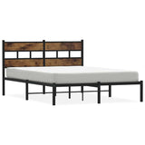 Metal Bed Frame without Mattress Smoked Oak 150x200 cm King Size 4017055