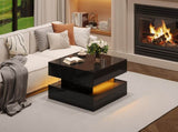 65 x 65 x 38.5 cm liftable living room table, side table, high-gloss coffee table with LED light N605P388044B
