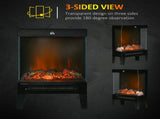 180&deg Charming Electric Fireplace Heater, Quiet Freestanding Stove with LED Flame Effect, T3398P422924