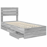 Bed Frame with Drawer Grey Sonoma 75 x 190 cm Engineer Wood 3411543