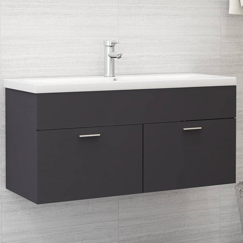 ZNTS Sink Cabinet with Built-in Basin Grey Engineered Wood 3070849