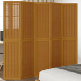Room Divider 5 Panels Brown Solid Wood Paulownia 358822