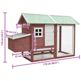 Chicken Cage Mocha 170x81x110 cm Solid Pine & Fir Wood 170862