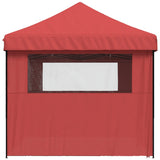 ZNTS Foldable Party Tent Pop-Up with 4 Sidewalls Burgundy 4004955