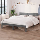 Bed Frame without Mattress Grey Solid Wood Pine King Size 810154