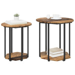 ZNTS Side Table Set of 2 - Old Wood and Metal 869718