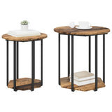 ZNTS Side Table Set of 2 - Old Wood and Metal 869718