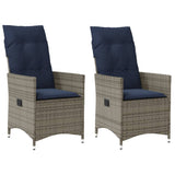 Reclining Garden Chairs 2 pcs with Cushions Grey Poly Rattan 365649