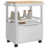 Kitchen Trolley FLORO White 72.5 x 45 x 80 cm Solid Pine Wood 42011252