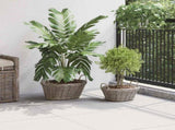 Planter Basket with Storage 2 pcs Grey Lacak Rattan 42020963