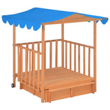 Kids Playhouse with Sandbox Fir Wood Blue UV50 91795