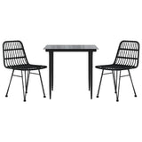 3 Piece Garden Dining Set Black Poly Rattan 3157880