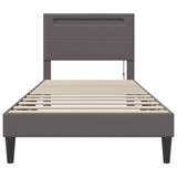 Bed Frame with LED Strip Lights Grey 90 x 190 cm Faux Leather 42028036