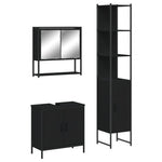 ZNTS 3 Piece Bathroom Furniture Set Black Engineered Wood 3214680