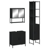ZNTS 3 Piece Bathroom Furniture Set Black Engineered Wood 3214680