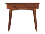 Solid Wood Mini Chestnut Hallway Console, 2 Drawers, Nordic Legs, Chestnut, Brown B2743P403207