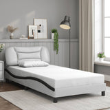 Bed Frame with LED without Mattress "Hvar" White and Black 100x200 cm 3213919