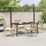 Garden Dining Set with Cushion 5 pcs Beige and Black Rattan 3380830