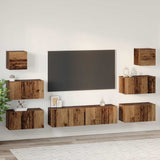 TV Cabinet Set Wall-mounted 8 pcs Old Wood Engineered Wood 3393153