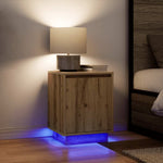 ZNTS Bedside Cabinet with LED Lights Artisan Oak 38x34x50 cm 861281