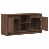 TV Cabinet with LED Brown Oak 100x34x50 cm Engineered Wood 852193