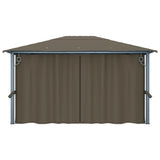 Gazebo with Curtain&LED String Lights 4x3 m Taupe Aluminium 3070337