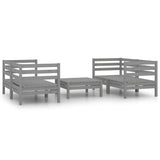 5 Piece Garden Lounge Set Grey Solid Pinewood 3082399