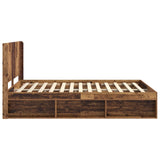 Bed Frame with Storage and Headboard Old Wood 120 x 200 cm 3413875
