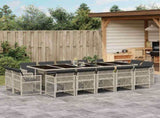 15 Piece Garden Dining Set with Cushions Light Grey Poly Rattan 3210875