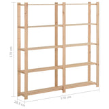 5-Tier Storage Rack 170x28.5x170 cm Solid Pinewood 327319