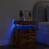 Bedside Cabinet with LED Lights Smoked Oak 35x39x55 cm 836757