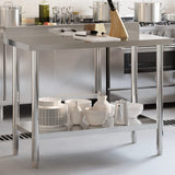 Kitchen Work Table with Backsplash 110x55x93 cm Stainless Steel 376466