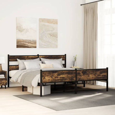 Metal Bed Frame without Mattress Smoked Oak 180x200 cm Super King 3308491