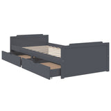 Bed Frame Dark Grey Solid Pine Wood Single Bed Frame 322163