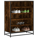 Shoe Cabinet Smoked Oak 75x38x97.5 cm Engineered Wood and Metal 3300872
