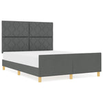 ZNTS Bed Frame in Dark Grey, 140x200 cm, Fabric 3344810